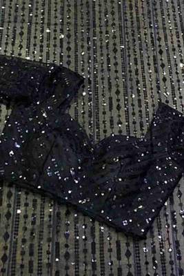 Black mono net saree with heavy all-over multi-embroidery 5