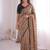 Chiku viscose rangoli saree with floral embroidery & real mirror work