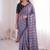 Purple viscose rangoli saree with floral embroidery & real mirror work
