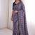Purple viscose rangoli saree with floral embroidery & real mirror work