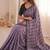 Purple viscose rangoli saree with floral embroidery & real mirror work