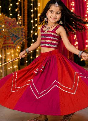 Multicolor Lace Work Kids Chaniya Choli for Navratri Garba and Dandiya 3