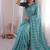 Sky blue viscose rangoli saree with floral embroidery & real mirror work