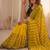 Yellow viscose rangoli saree with floral embroidery & real mirror work