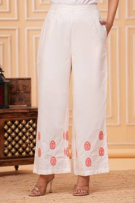 Floral Embroidered Thread Work Pure Cotton Kurta With Palazzos & Dupatta 3