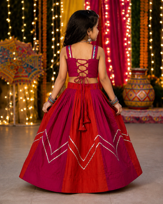 Multicolor Lace Work Kids Chaniya Choli for Navratri Garba and Dandiya 5