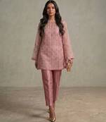 Blush pink embroidered organza co ord set