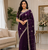 Purple Color Embroidery And Sequence Work Beautiful Border Work Silk Blend Saree