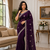 Purple Color Embroidery And Sequence Work Beautiful Border Work Silk Blend Saree