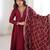 Women's Gorgeous Embroidery Work Vichitra Silk Fabric Flared Anarkali and Dupatta Set