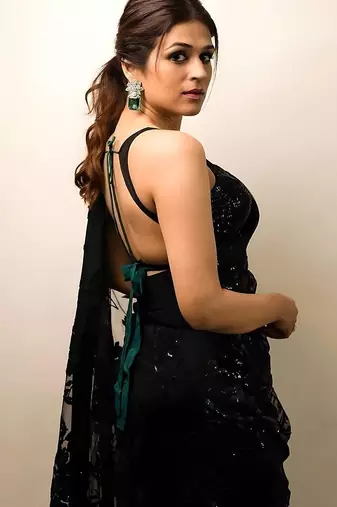 Black georgette saree with heavy multi-embroidery stitch work