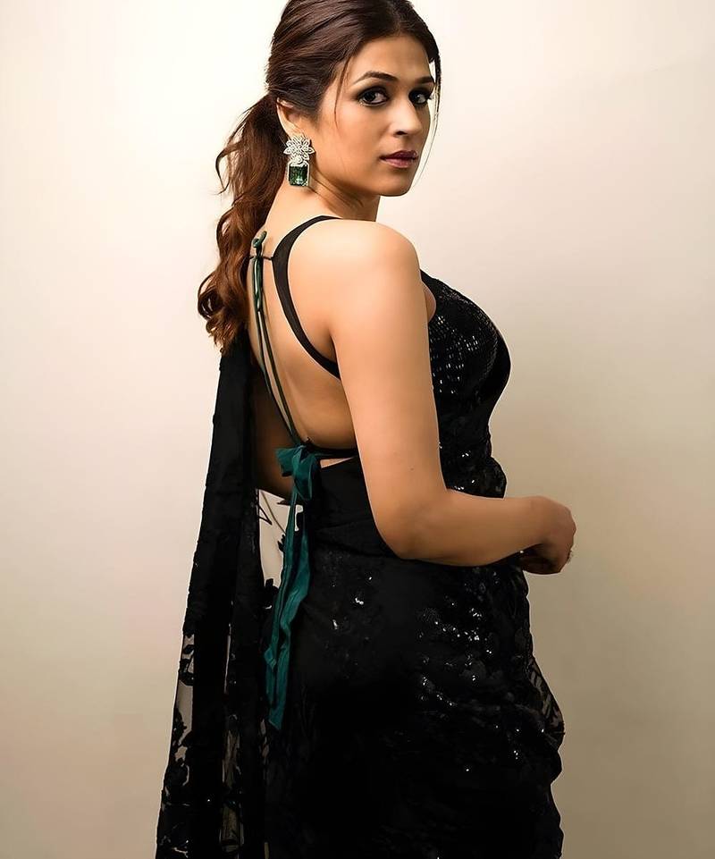 Black georgette saree with heavy multi-embroidery stitch work
