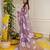 Purple faux georgette digital print 3-layer ruffle lehenga saree set
