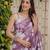 Purple faux georgette digital print 3-layer ruffle lehenga saree set