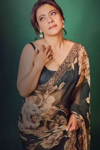 Green georgette digital print saree with embroidery cording & sequins lace