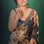 Green georgette digital print saree with embroidery cording & sequins lace