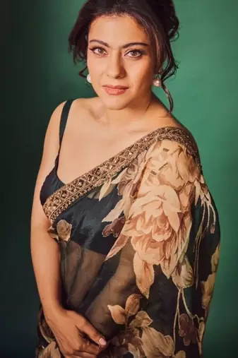 Green georgette digital print saree with embroidery cording & sequins lace