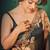 Green georgette digital print saree with embroidery cording & sequins lace
