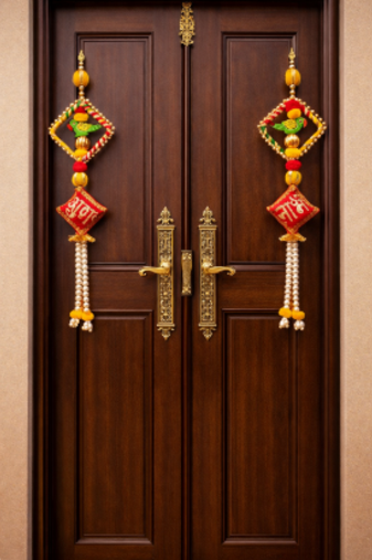 handmade shubh labh hanging with parrot design decorative door wall hanging for home entrance