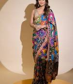 Multicolor shilpa shetty patola print georgette saree with sequins & swarovski