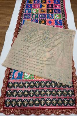 Multicolor shilpa shetty patola print georgette saree with sequins & swarovski 5