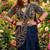 Deep blue indo-western dhoti drape saree with embroidered blouse