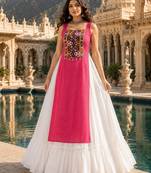 Rani  Readymade Frill Lehenga With Kutch Work Kurti For Navratri Kediya - full stitched free size