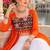 Orange  Readymade Frill Lehenga With Kutch Work Kurti For Navratri Kediya - full stitched free size