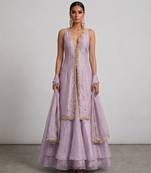 Lilac Embroidered Organza Lehenga Set