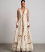 Ivory Embroidered Organza Lehenga Set