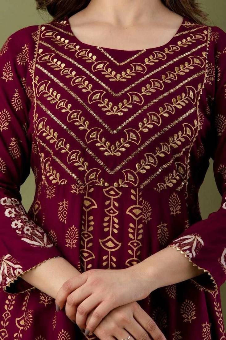 Ethnic Motifs Printed Gotta Patti A-Line Kurti & Sharara With Dupatta