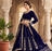 Royal blue embroidered lehenga choli set with dupatta for women