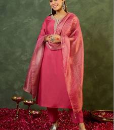 Women Ethnic Motifs Regular Thread Work Kurta with Trousers & With Dupatta