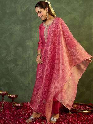 Women Ethnic Motifs Regular Thread Work Kurta with Trousers & With Dupatta 3