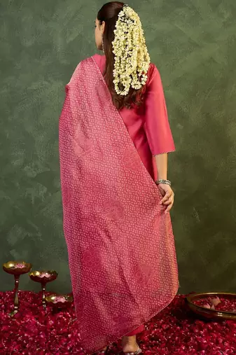 Women Ethnic Motifs Regular Thread Work Kurta with Trousers & With Dupatta