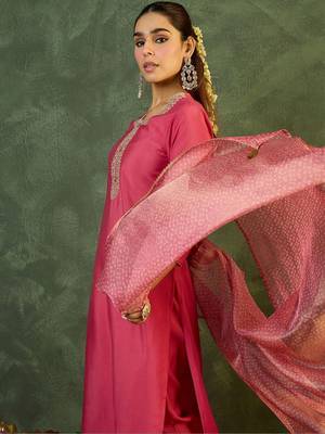 Women Ethnic Motifs Regular Thread Work Kurta with Trousers & With Dupatta 6