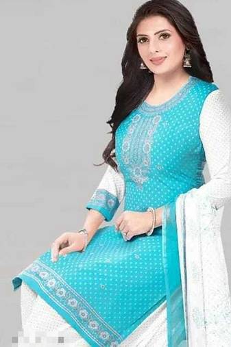 Light-blue printed rayon salwar