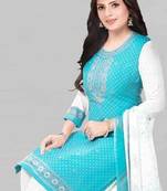 Light-blue printed rayon salwar
