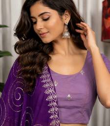 Lavender Embroidery and sequins Aari mirror Silk Blend Lahenga Choli Set