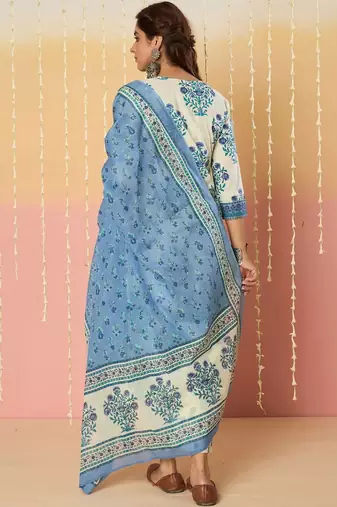 Women Floral Printed Regular Pure Cotton Kurta with Trousers & With Dupatta