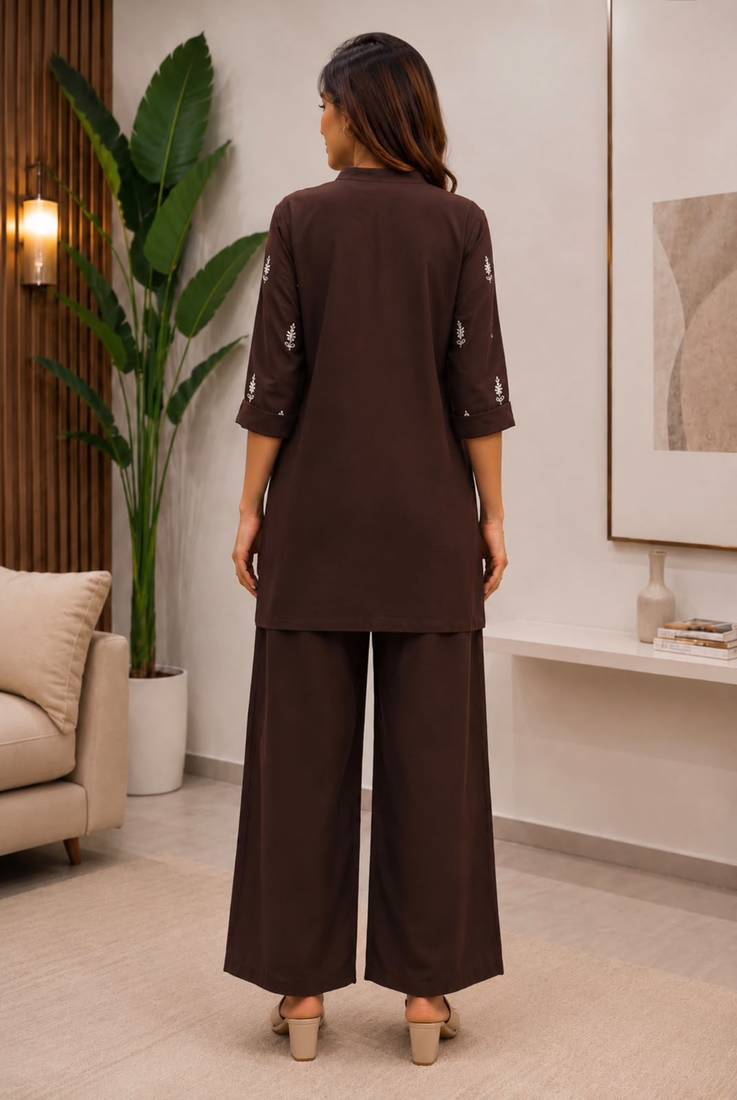 Elegant embroidered daily wear cotton co-ord set for women