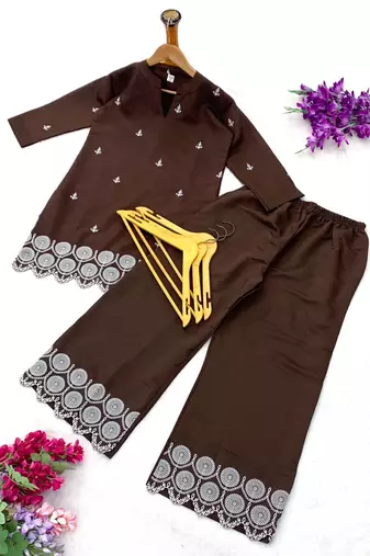 Elegant embroidered daily wear cotton co-ord set for women