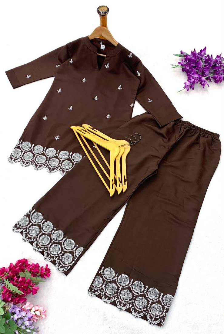 Elegant embroidered daily wear cotton co-ord set for women
