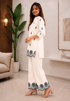 Elegant embroidered daily wear cotton co-ord set for women 2