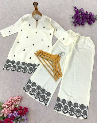 Elegant embroidered daily wear cotton co-ord set for women 4