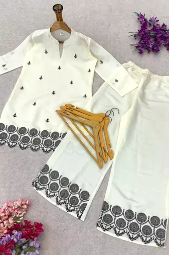 Elegant embroidered daily wear cotton co-ord set for women