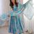 Sky blue floral anarkali dress with dupatta