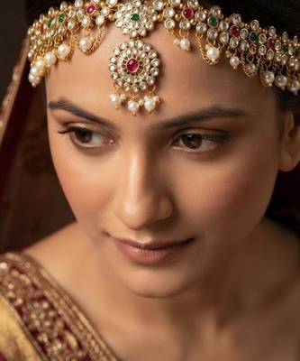 Kundan & agate stone maang tikka | gold plated 1