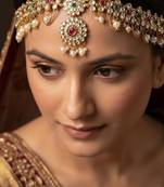 Kundan & agate stone maang tikka | gold plated