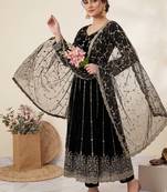Designer black heavy zari & sequins work anarkali gown